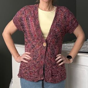 Coldwater Creek Pink and Purple Knit Cardigan